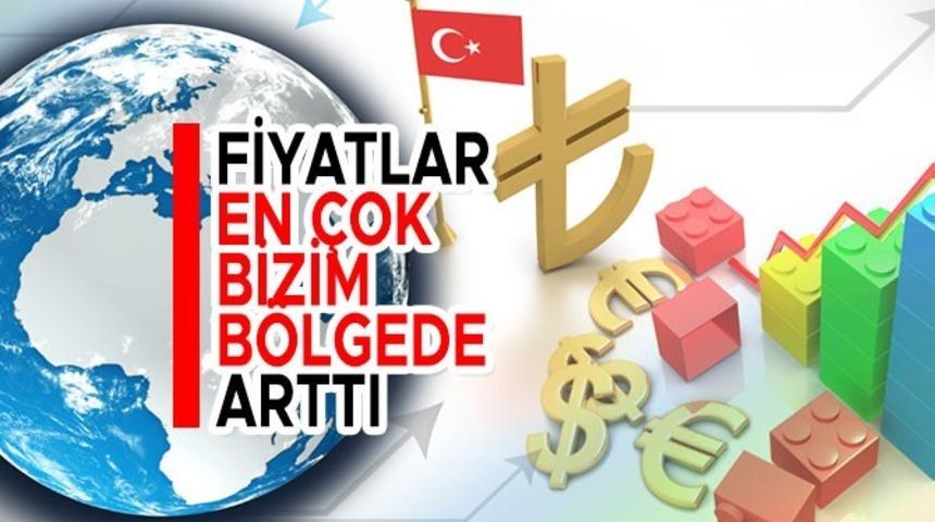 T&uuml;rkiye&rsquo;de, ge&ccedil;en sene yıllık bazda fiyatların en fazla arttığı b&ouml;lge, y&uuml;zde 13,65 ile "Erzurum, Erzincan, Bayburt" oldu