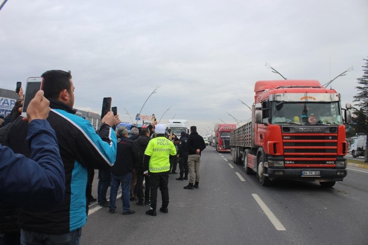 Uşak&rsquo;ta kamyoncu esnafından &lsquo;Dijital Takograf&rsquo; eylemi