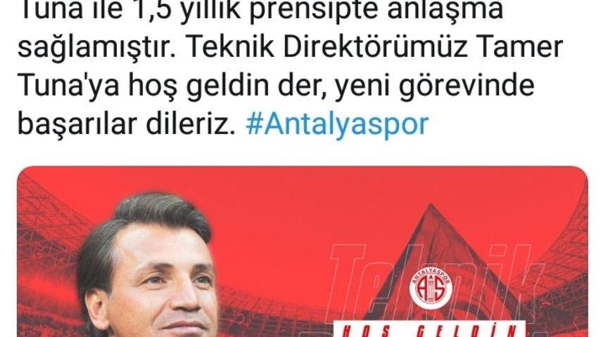 Antalyaspor'dan "Hoş geldin Tamer Tuna" paylaşımı