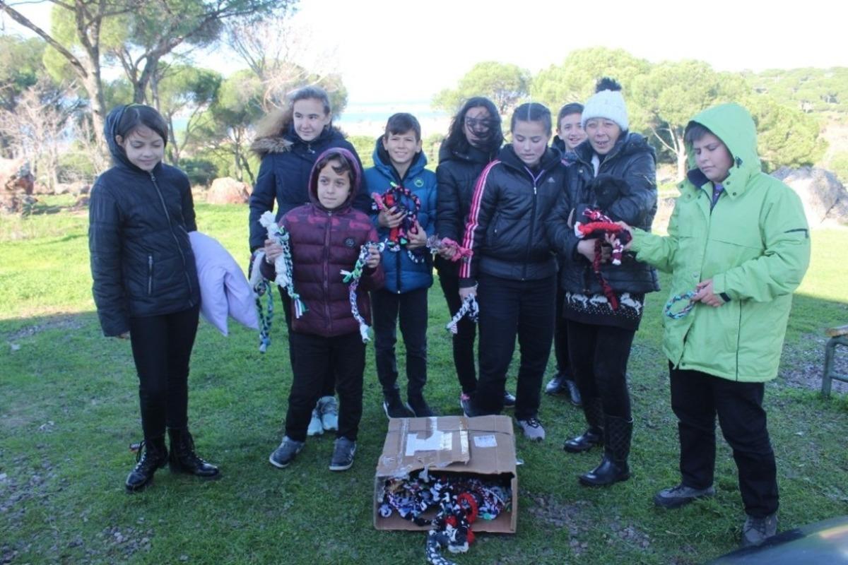 Sokak hayvanları i&ccedil;in kullanmadıkları giyim eşyalarından oyuncak yaptılar
