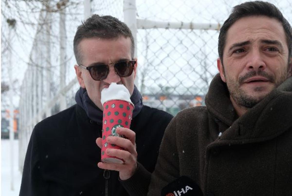 Ahmet Kural ve Murat Cemcir kar g&ouml;r&uuml;nce dayanamadı