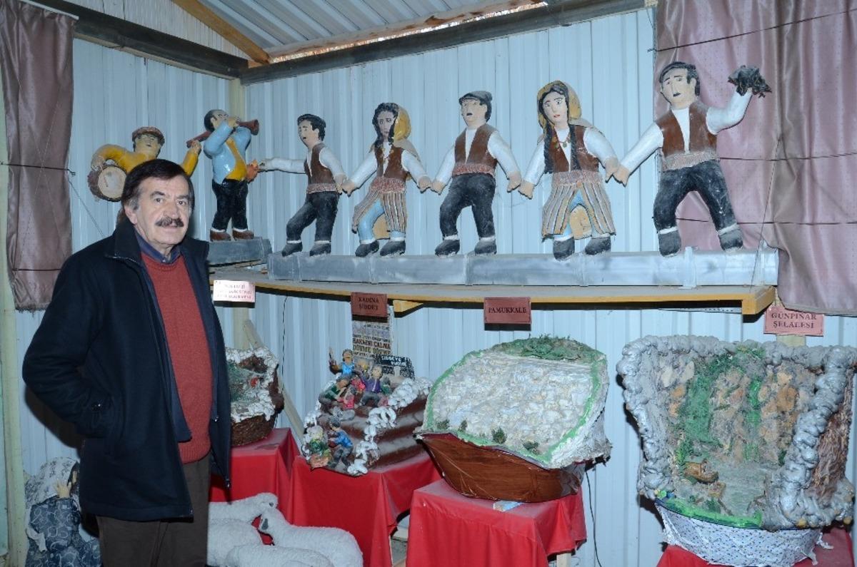 Emekli &ouml;ğretmene maket yapımı enografik sanat&ccedil;ı kartı