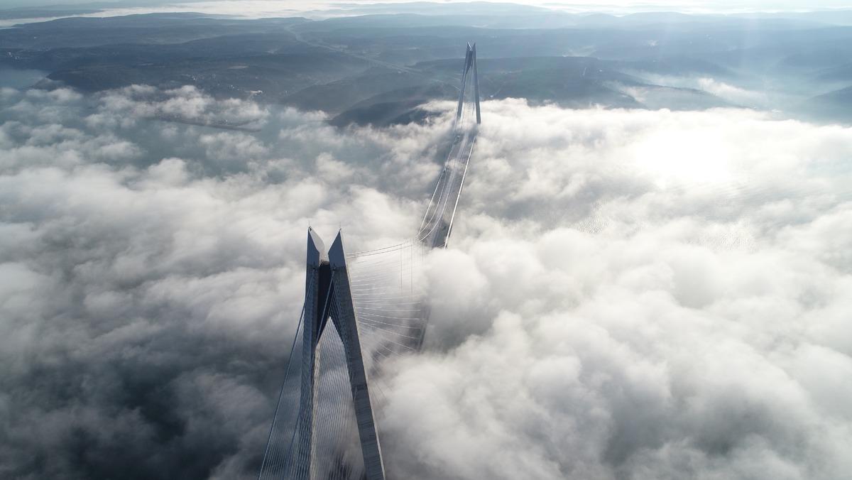 Sis altındaki Yavuz Sultan Selim K&ouml;pr&uuml;s&uuml; havadan fotoğraflandı