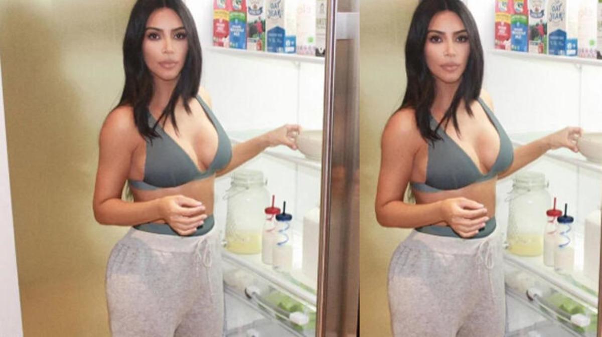 Kim Kardashian buzdolabının kapılarını a&ccedil;tı