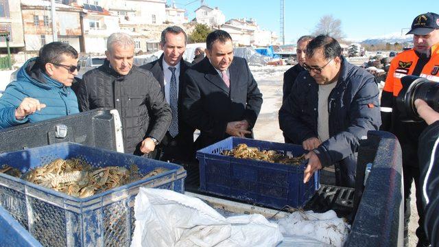 Eğirdir Gölü’nden kaçak avlanan bin 630 kilogram kerevit, törenle göle bırakıldı