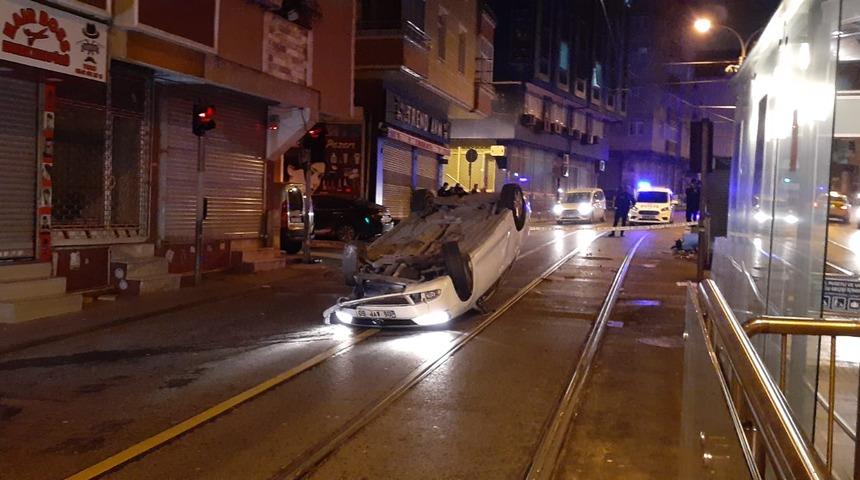 Polisin 'dur' ihtarına uymayan sürücü takla attı