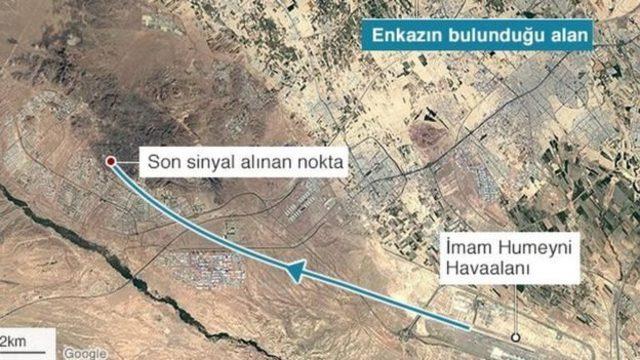 Düşürülen uçaktan sinyal alınan son nokta