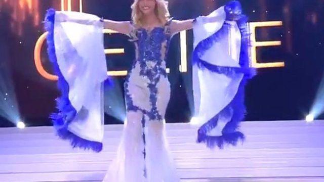 Celine Van Ouytsel'in güzellik yarışmasında iç çamaşırı düştü