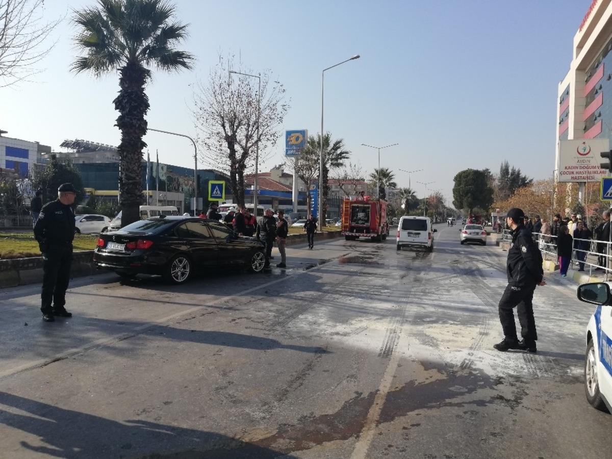 Kazaya karışan ara&ccedil;lardan biri alev aldı: 2 yaralı