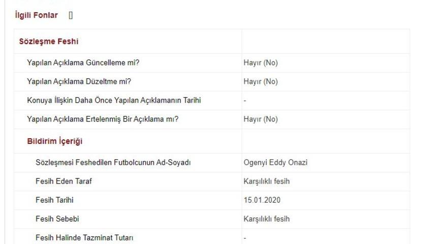 Trabzonspor'da Onazi'nin s&ouml;zleşmesi feshedildi