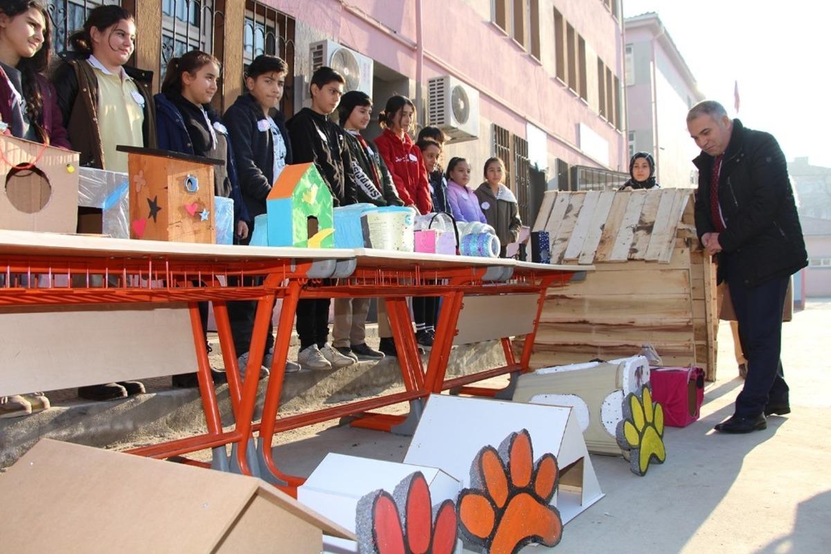 Atık malzemeler sokak hayvanları i&ccedil;in kul&uuml;be oldu
