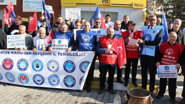 Nevşehir’de Kamu-Sen üyeleri bordrolarını yaktı