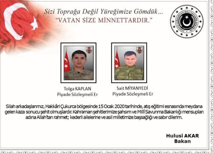 Son dakika! Hakkari'deki atış eğitimi sırasında kahreden kaza: İki asker şehit, iki asker yaralı G1