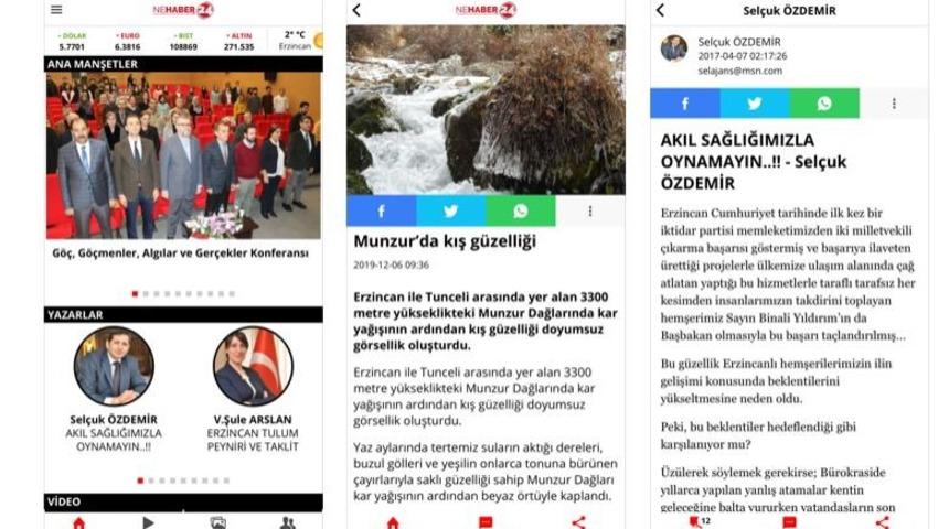 Erzincan&rsquo;ın ilk mobil haber uygulaması Nehaber24 yayında