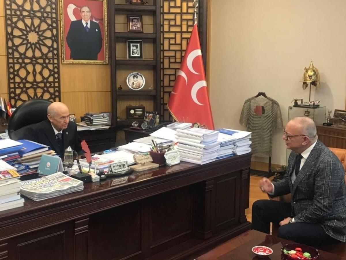 Başkan Erg&uuml;n MHP Genel Başkanı Bah&ccedil;eli&rsquo;ye projelerini sundu