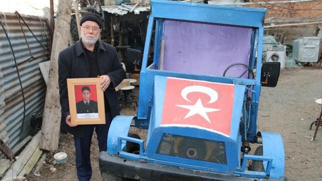 Elazığ'da şehit babası, mini kamyonet yaptı