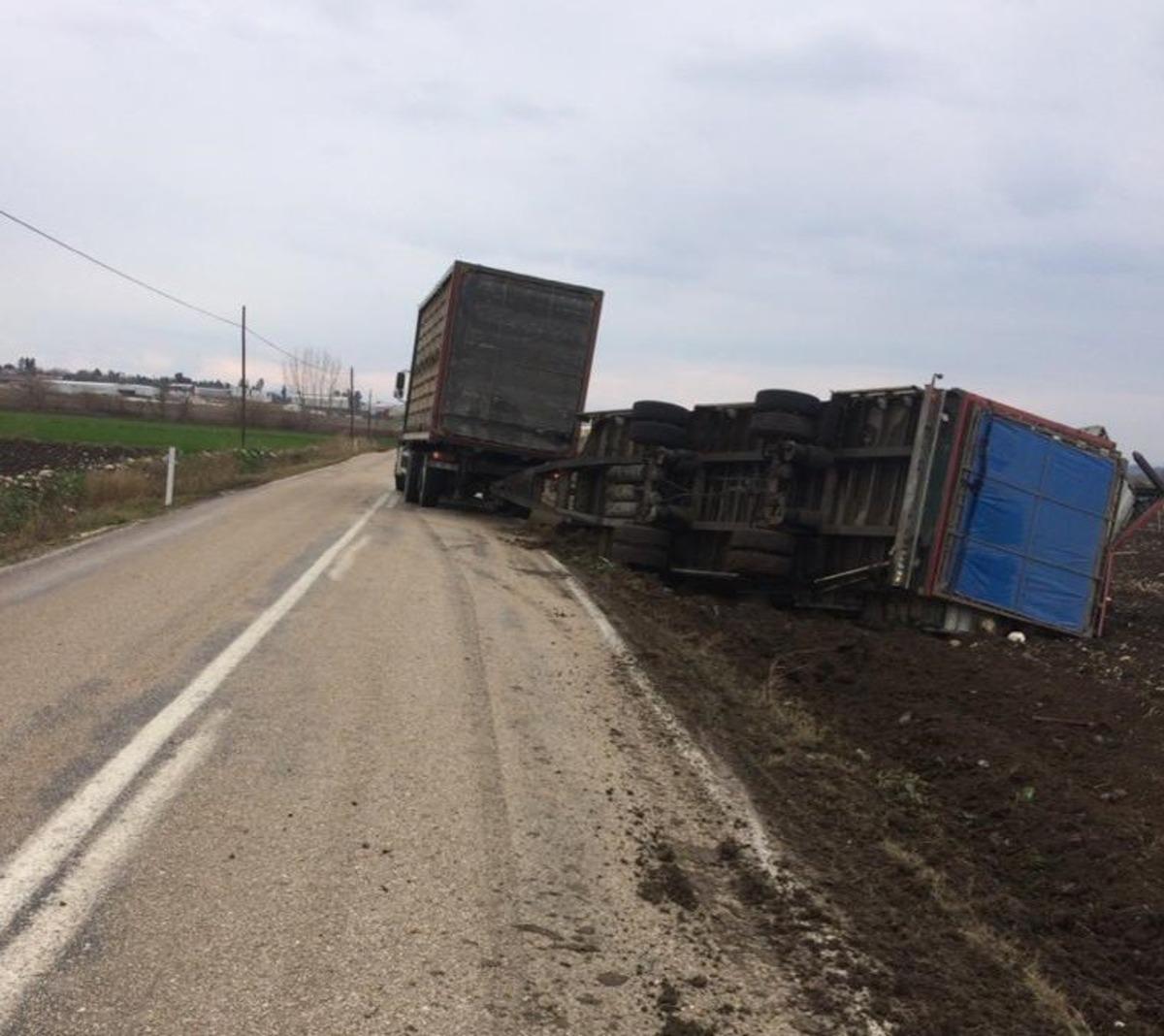 Osmaniye'de TIR devrildi! 2 bin 200 tavuk telef oldu