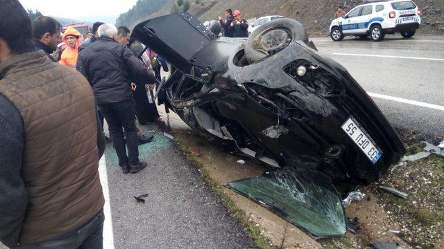 Devrilen otomobildeki Eslem öldü, 3 kişi yaralandı