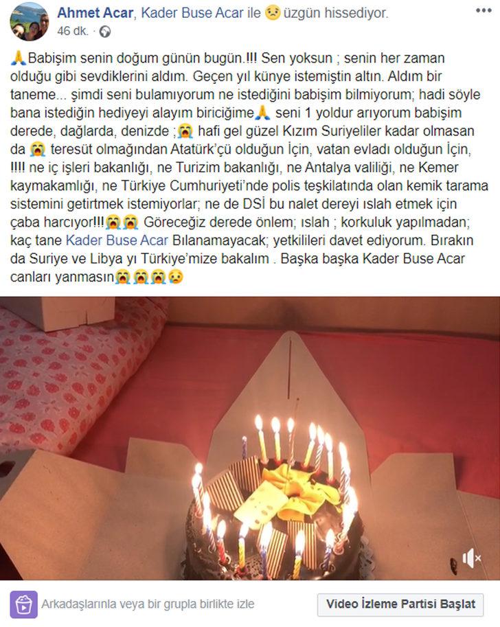 Kayıp Kader Buse’nin babasından acı doğum günü paylaşımı G3