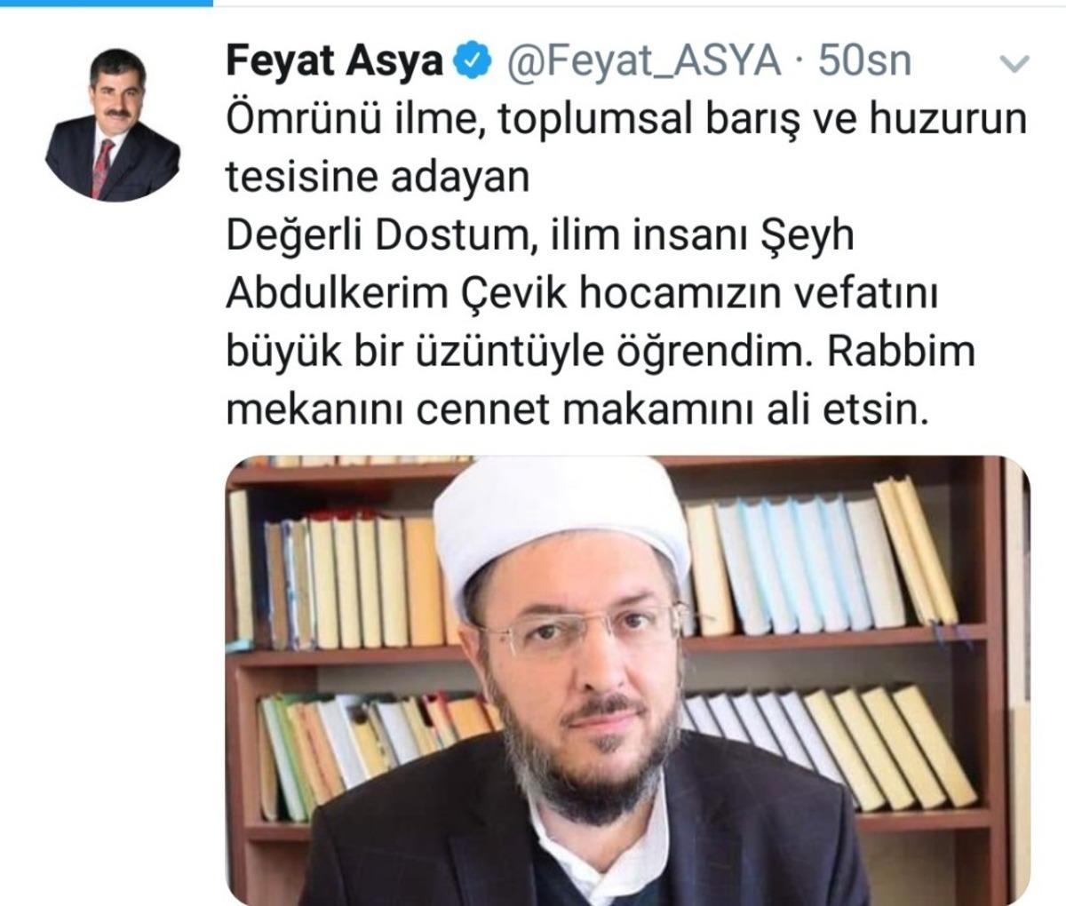Uğradığı silahlı saldırı sonrası hayatını kaybeden Nakşibendi Şeyhi i&ccedil;in sosyal medyada taziye ve kınama mesajları