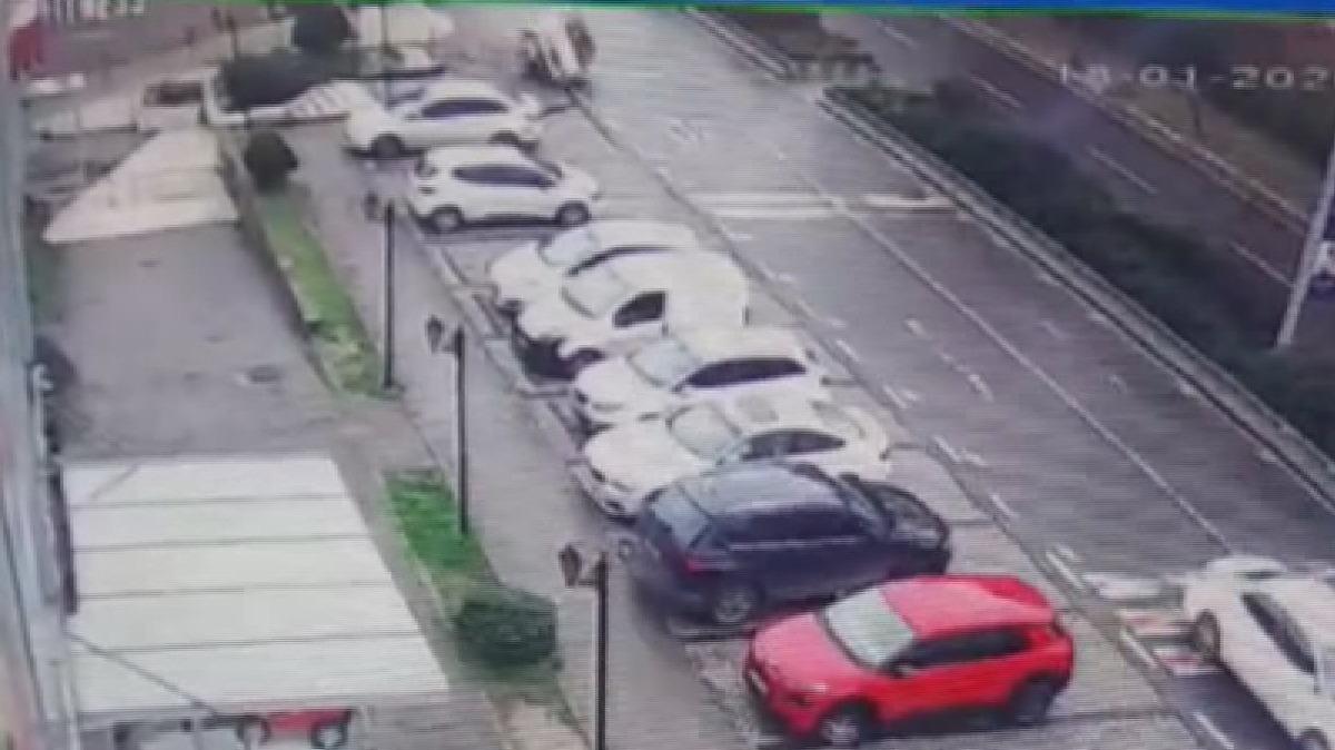 K&ouml;pek s&uuml;r&uuml;c&uuml;n&uuml;n &uuml;zerine atladı, kontrolden &ccedil;ıkan otomobil devrildi