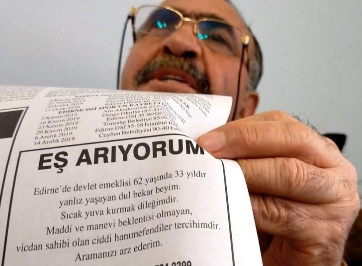 Eş bulmak için gazeteye ilan verdi G3