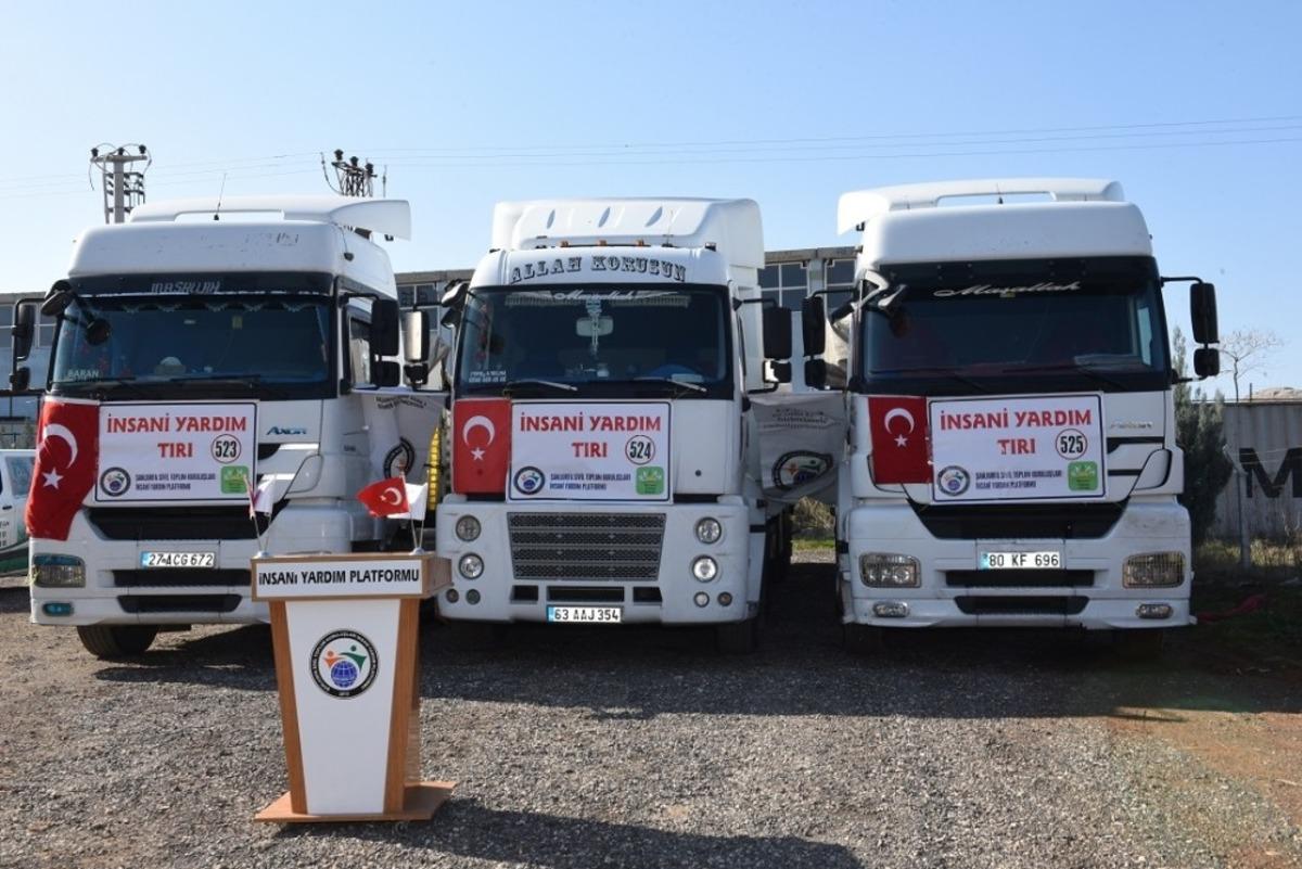 Şanlıurfa&rsquo;dan İdlib&rsquo;e 3 tır insani yardım