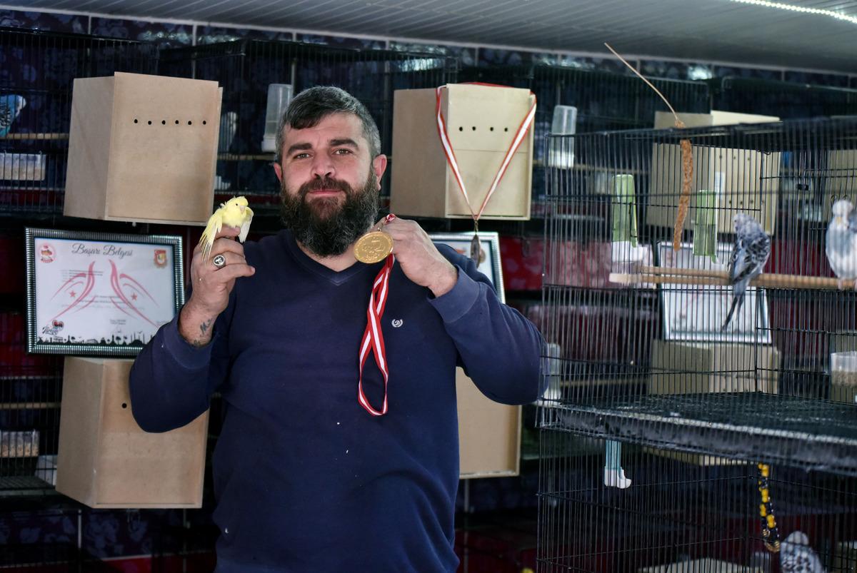 200 muhabbet kuşuyla aynı evde yaşıyor