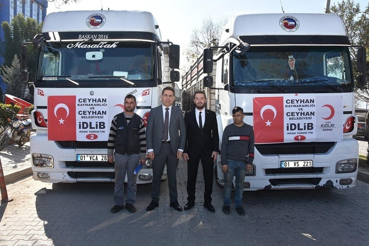 Ceyhan&rsquo;dan İdlib&rsquo;e k&ouml;m&uuml;r yardımı yardım