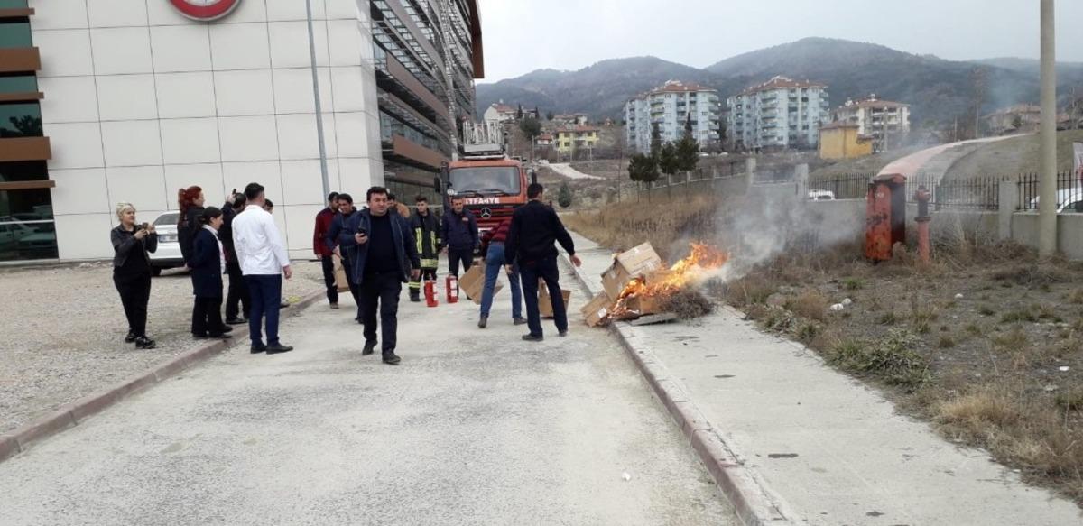 Osmancık Devlet Hastanesi&rsquo;nde yangın tatbikatı