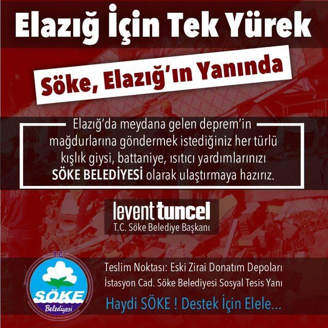 Söke Belediyesi’nden deprem bölgesine yardım eli