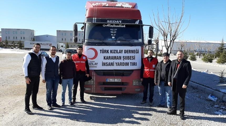 Kızılay Karaman Şubesi&rsquo;nden Elazığ&rsquo;a bir tır dolusu yardım