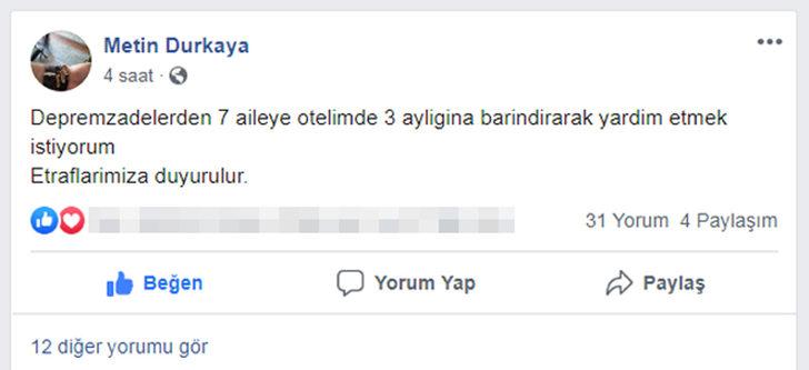 Manavgatlı iş insanı Metin Durkaya, otelini depremzedelere açtı G3