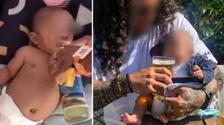 Yeni doğmuş bebeğe votka içiren anne-babaya tepki yağıyor!