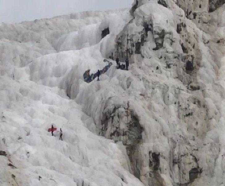 Denizli'de amaç paraşütü kazası! Travertenlere düştü G3