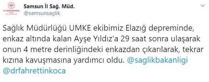 Samsun UMKE Ayşe Yıldız’ın 29 saat sonra enkaz altından kurtarılmasına ortak oldu G2