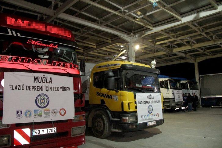 Muğla’dan Elazığ’a 9 Tır yardım G1