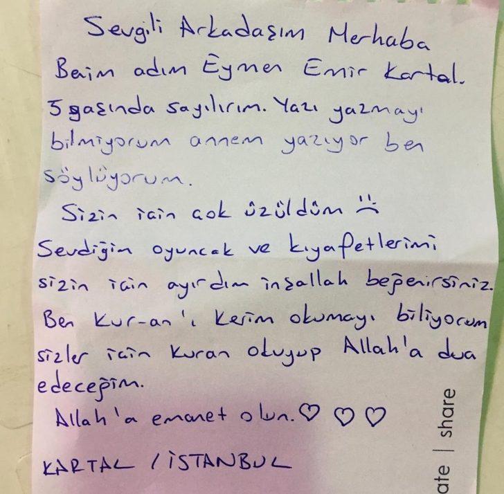 Kartallı çocuklardan Elazığlı depremzedelere duygu yüklü mektuplar G1