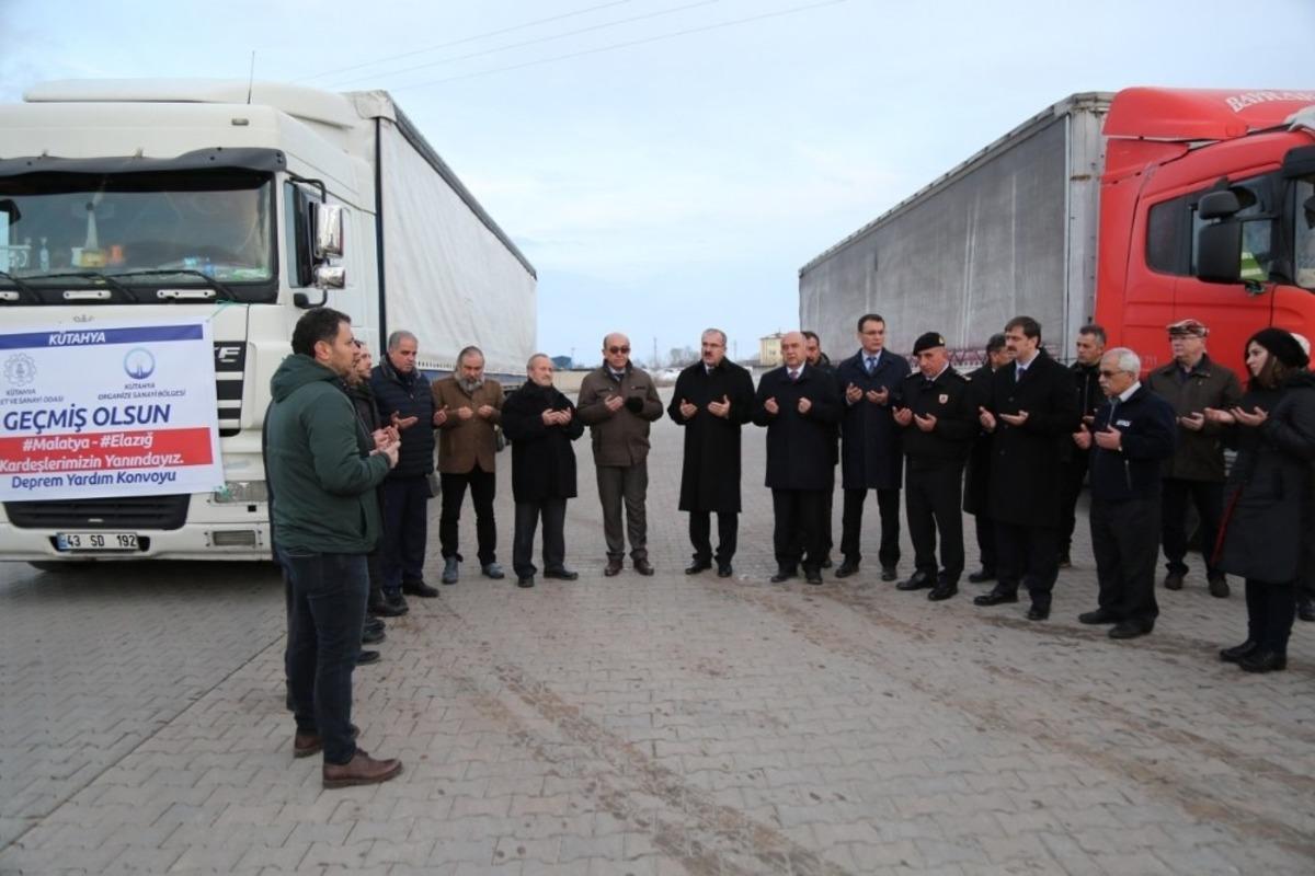 K&uuml;tahya&rsquo;dan Elazığ ve Malatya&rsquo;ya yardım tırları uğurlandı