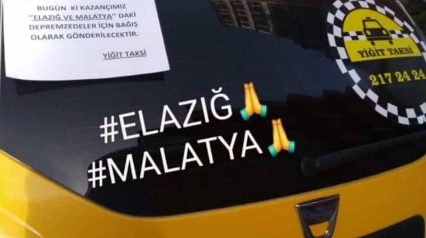 Taksi durağı bir g&uuml;nl&uuml;k gelirini Elazığ&rsquo;a bağışladı