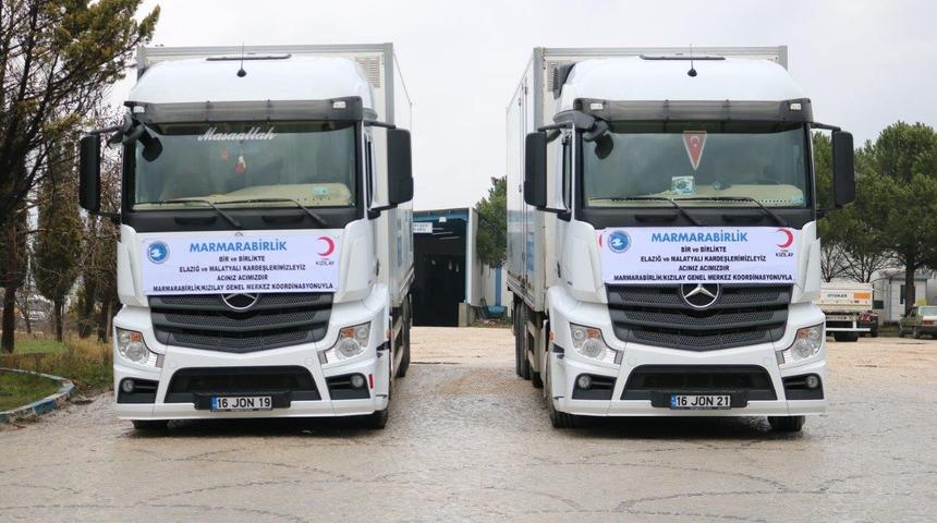 Marmarabirlik'ten Elazığ ve Malatya i&ccedil;in yardım TIR'ları