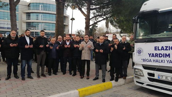 Biga'da toplanan 1 TIR dolusu ihtiyaç malzemesi Elazığ yolunda G3