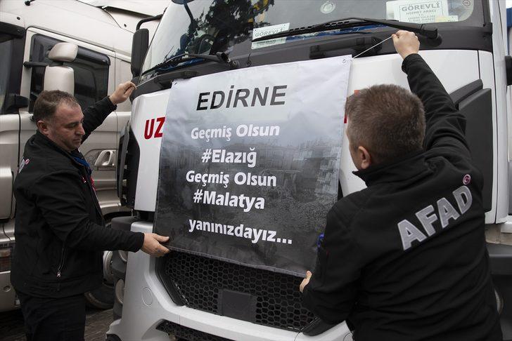 Edirne'den deprem bölgesine 4 yardım tırı gönderildi G3
