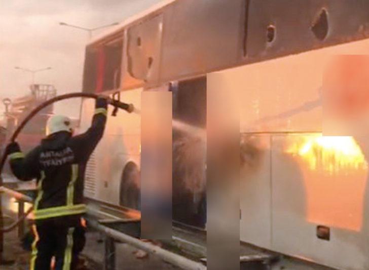 Antalya'da seyir halindeki yolcu otobüsünde yangın!  G5