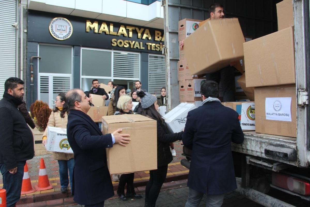 Malatya Barosu&rsquo;ndan deprem b&ouml;lgesine 2 tır yardım