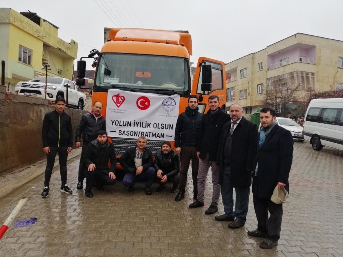 Sason&rsquo;dan İdlib&rsquo;e yardım tırı g&ouml;nderildi