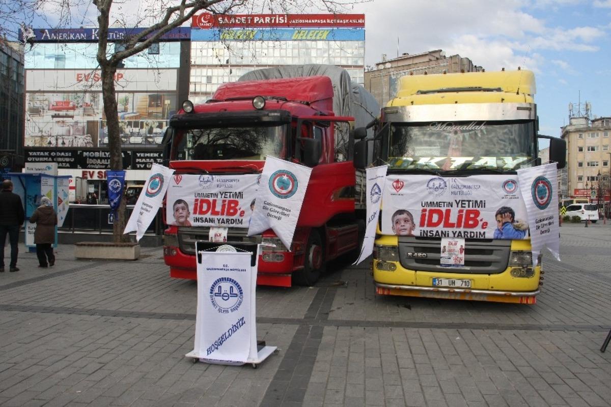 Gaziosmanpaşa&rsquo;dan İdlib&rsquo;e 5 tır dolusu yardım eli