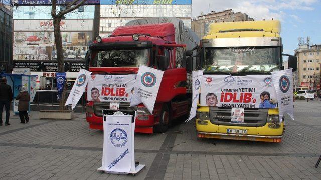 Gaziosmanpaşa’dan İdlib’e 5 tır dolusu yardım eli