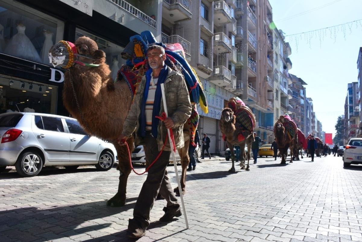 Torbalı&rsquo;da develer kortej y&uuml;r&uuml;y&uuml;ş&uuml;nde boy g&ouml;sterdi