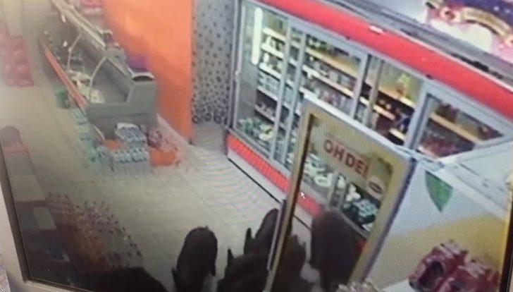 Bursa'da karnı acıkan domuzlar markete girdi G3